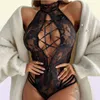 Mirabelle fishnet bodysuit se genom sexiga underkläder med kedjor strumpor erotiska dräkter mesh porr kropp spets transparenta tights t225701611