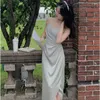 Vestidos casuales verano mujeres moda vestido midi vintage halter cuello sin espalda elástico femenino elegante mujer