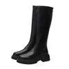 Boots for Women's Long Boots Autumn New Small and Knee Length Black Boots with Added Plush Height Knight