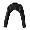 Yozou Pu Chic Vintage Black Faux Skórzany zamek błyskawiczny w górę płaszcza kurtka motocyklowa Kobiety Dziewczyny Smock Top Women High Street Bella Outfits 231229