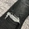 Jeans pour hommes Hommes Random Spot Paints Ripped Knee Fade Black