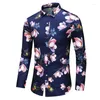 Men's Casual Shirts Brand Clothing Mens Long Sleeve Slim Print Shirt Summer Floral Hawaiian Loose Tops Plus Size 5XL 6XL 7XL