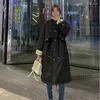 Trench da donna in stile coreano BF Giacca imbottita in cotone alla moda allentata Studente invernale Lunghezza media al ginocchio addensato