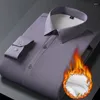 Męskie koszule jesienne zima zagęszcza ciepła polarowa koszula dla mężczyzn długie rękawowe formalne biuro biznesowe mężczyzna