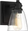 Lampada da parete Sconce industriale rustica Illuminazione nera cablata 7 1/2 "Fissaggio alto curvo in vetro trasparente per camera da letto Bagno Comodino Livi Toi