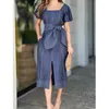 Vestidos de festa moda cintura denim vestido mulheres verão elegante azul lavagem cinta solta streetwear casual plus size senhoras longo