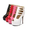 Dress Shoes Ladies High Heels Sandals PU Solid Color Fish Mouth Shape Stiletto Buckle Super Heel Short Womans