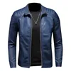 Herren Stehkragenjacke Leder Motorradjacke Herren Bomber Ledermantel Modetrend personalisierte Leder Winterkleidung 231229