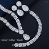 Halsbandörhängen Set ThreeGraces 3st Luxury Cubic Zirconia Stone Earring Armband Bridal Wedding Evening Party Jewelry for Women Tz983