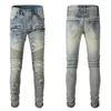 Jeans da uomo High Street Fashion Uomo Retro lavato elastico sottile strappato buco Biker Spliced Designer Hip Hop pantaloni di marca Hombre