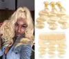 613 Blonde 13x4 Part Full Lace Frontal With Bundles Body Wave High Quality Virgin Human Hair Weave Bundles With Frontal Exte7812798