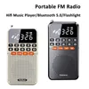 Mini Portable Bluetooth 5.0 FM Radio Dual Antenna Pocket Radio Receiver Speaker TF Card Music Player with LED Flashlight 240102