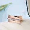 Cluster Rings Geometric Design Silver Color Edge Zircon For Women 585 Rose Gold Plated Minimalist Jewelry Party Daily Trend Accessories