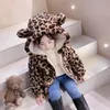 Winter Girls Warm Thick Jackets Fur Hooded Leopard Print Kids Cute Parkas Girl Outdoor Coats Baby Girl Zipper Overcoat 2-10Years 231229