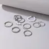 Cluster Ringen Charms Parel Steen Vlinder Zilver Kleur Gezamenlijke Ring Sets Voor Vrouwen INS Legering Partij Sieraden 9 stks/sets Anillo 22717