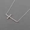 1 collier pendentif géométrique horizontal croix latérale religion simple minuscule petite foi chrétienne chanceuse femme mère homme fa254c