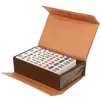 Mahjong Set Jeu Chinois Mini Tuiles Portables Ensembles Tuile De Voyage Table Traditionnelle Jeux Américains Plateau Mahjongg Jong Party Large 240102