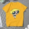 Women's T Shirts Bubbles Women Clothing Power Puff Girl Cartoon Graphic Female Tshirts Vintage Alternative Loose Top Tee Kawaii Girls