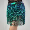 Skirts Sequin Belts Women Belly Dance Skirt Performance Costume Sparkle Glitters Tassel Bohemian Chain Clubwear Party Faldas Mujer