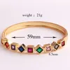 Bangle High Quality Charm Rainbow Square Cz Armband Copper Gold Plated Zirconia Rhinestone Trendy Jewelry Gift for Women Girls