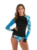 Vestito da Surf Asciugatura Rapida Prevenire Bask in Manica Lunga a Righe Muta da Sub Costume da Bagno per Le Donne Costume da Bagno in Due Pezzi Costume da Bagno