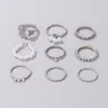 Cluster Ringen Charms Parel Steen Vlinder Zilver Kleur Gezamenlijke Ring Sets Voor Vrouwen INS Legering Partij Sieraden 9 stks/sets Anillo 22717