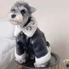 Abbigliamento per cani Abbigliamento Giacca per animali domestici Moto in pelle Piccolo addensato Moda calda Autunno Inverno Ragazzo nero Mascotte Abbigliamento per cuccioli