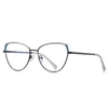 Solglasögon Fashion Trend personlighet Blue Light Resistant Women Retro Cat Eyes Metal Gereglasses Frame Business Office Computer