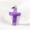 Encantos naturais ametista cruz crucifixo colar pingente cristal quartzo energia pedra religioso balançar amuleto mascote jóias peças