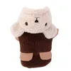 Vêtements pour chiens Motif d'ours Vêtements pour animaux de compagnie Peluche Hiver Épaississement Manteau chaud Snowsuit Combinaison à capuche pour petits chiens Chats Veste