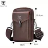 BULLCAPTAIN Crazy Horse cuir hommes sacs de taille multifonctionnel 7 pouces sac de téléphone portable mâle épaule messager Bages marron 231229