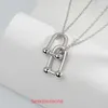 Family T Double Ring Tifannissm Necklace Ins horseshoe buckle female cool wind lock design 2024 new minority simple clavicle chain versatile