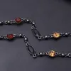 Europa américa moda luz colar pulseira masculino feminino preto-cor metal gravado v carta colorido cristal corrente conjuntos de jóias m1204a