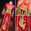 Ethnische Kleidung FZSLCYIYI Strass Phoenix Stickerei Chinesische Braut Bräutigam Hochzeitskleid Cheongsam Eleganter Hochzeits-Qipao-Anzug