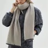 Halsdukar bc kvinnors rena ull stickad halsduk vinter förtjockad varm fast färg extra lång