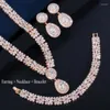 Halsbandörhängen Set ThreeGraces 3st Luxury Cubic Zirconia Stone Earring Armband Bridal Wedding Evening Party Jewelry for Women Tz983