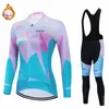 Women Winter Thermal Fleece Winter Cycling Clothing Long Sleeve Jersey Suit Triathlon Outdoor Riding Bike Clothing Set240102