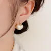 Hoop Earrings Women's Fashion Jewelry 14K Gold Plated Love Pearl Zircon Double Sided Christmas Party Girl Accessories