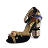 Sandali stile etnico scarpe da donna peep toe tacchi alti cinturino con fibbia sandali sandali estivi moda chaussures femme