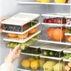 キッチンストレージ透明フード冷蔵庫オーガナイザーボックス蓋付き格納式多機能リークプルーフ冷蔵庫ラックパーティションコンテナ