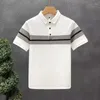 Polos pour hommes été surdimensionné simplicité boutons col rabattu polos vêtements tempérament rayé pull à manches courtes T-Shir