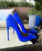 Dress Shoes Moraima Snc Pointed Toe High Heel Women Thin Heels Pumps 12/10/8cm Slip-on Sky Blue Suede Stiletto