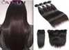 Todo 9a cru indiano virgem cabelo macio pacotes retos com fechamento barato cabelo humano tece pacotes com orelha frontal a orelha lac6045006