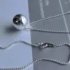 Collier ras du cou d'environ 60cm, en argent Sterling élégant de haute qualité, boule de bonne fortune, chaîne de pull, longue clavicule