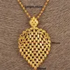 Collier de dubaï pour femmes, pendentif en Plume éthiopienne, jaune 14k, or fin massif, bijoux GF, fleur arabe africaine, cadeaux 265L