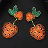 Pendientes colgantes Soramoore dulce y bonito colgante de fresa naranja para mujer, Boucle D'oreille de boda para mujer, moda 2024