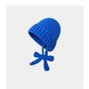 Bérets Bonnet Chapeau Unisexe Coréen Hiver Chapeaux Tricotés Pour Femmes Court Melon Ski Avec Ruban