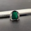 Clusterringen Vintage Boho Geometrie Metalen Inleg Groene Steen Zilver Kleuren Voor Mannen Feest Sieraden Geschenken