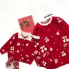 Tonytaobaby Herfst- en wintermeisjes Cherry Ouder-kind katoenen vest trui truien 240102