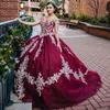 Sparkly Red Off the Shoulder Ball Gown Quinceanera Dress Applique Lace Birthday Prom Dresses For Girl Lace Up Back Examen